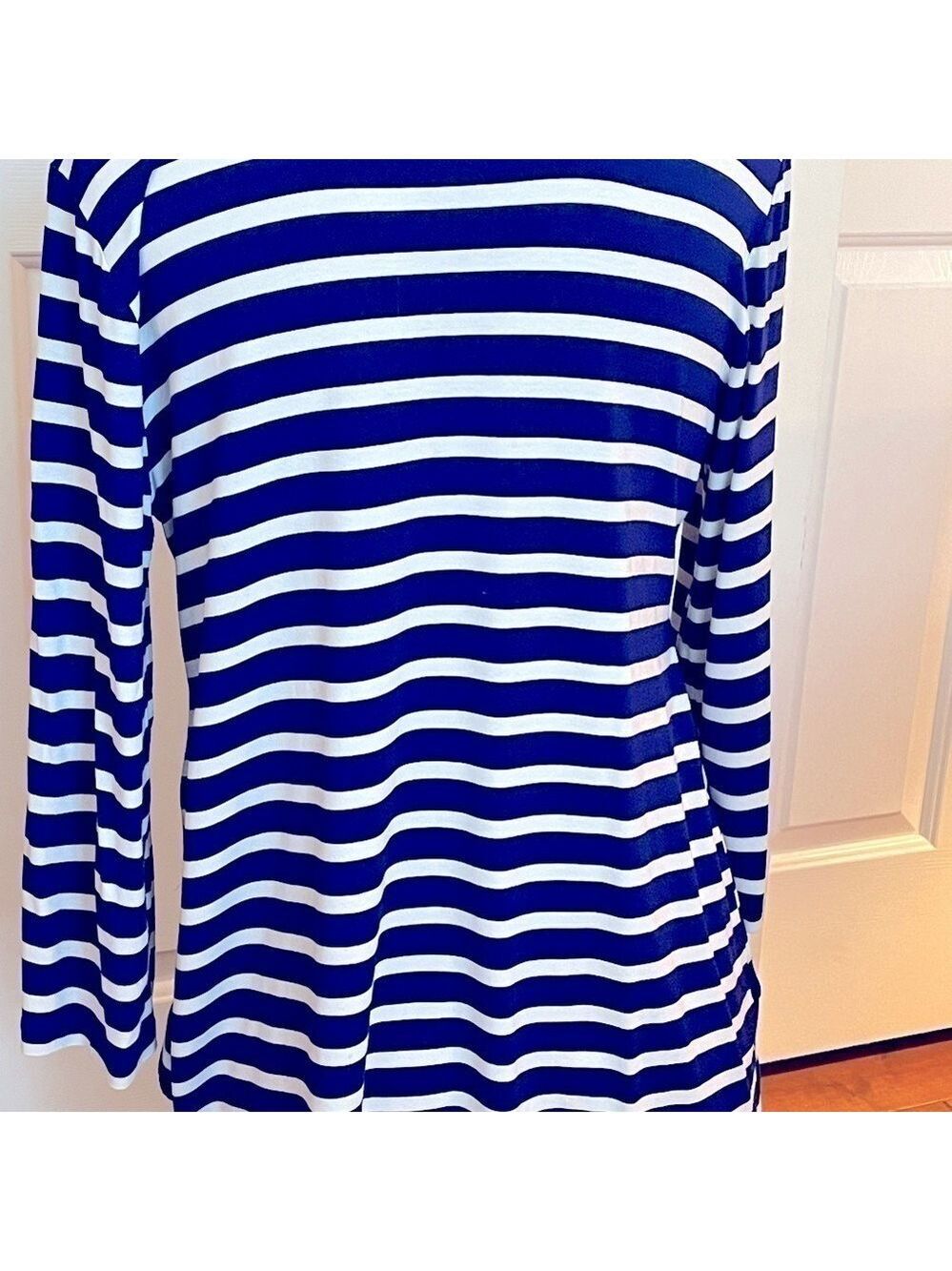 Striped Blue/WhiteTunic Top - Picture 3 of 5